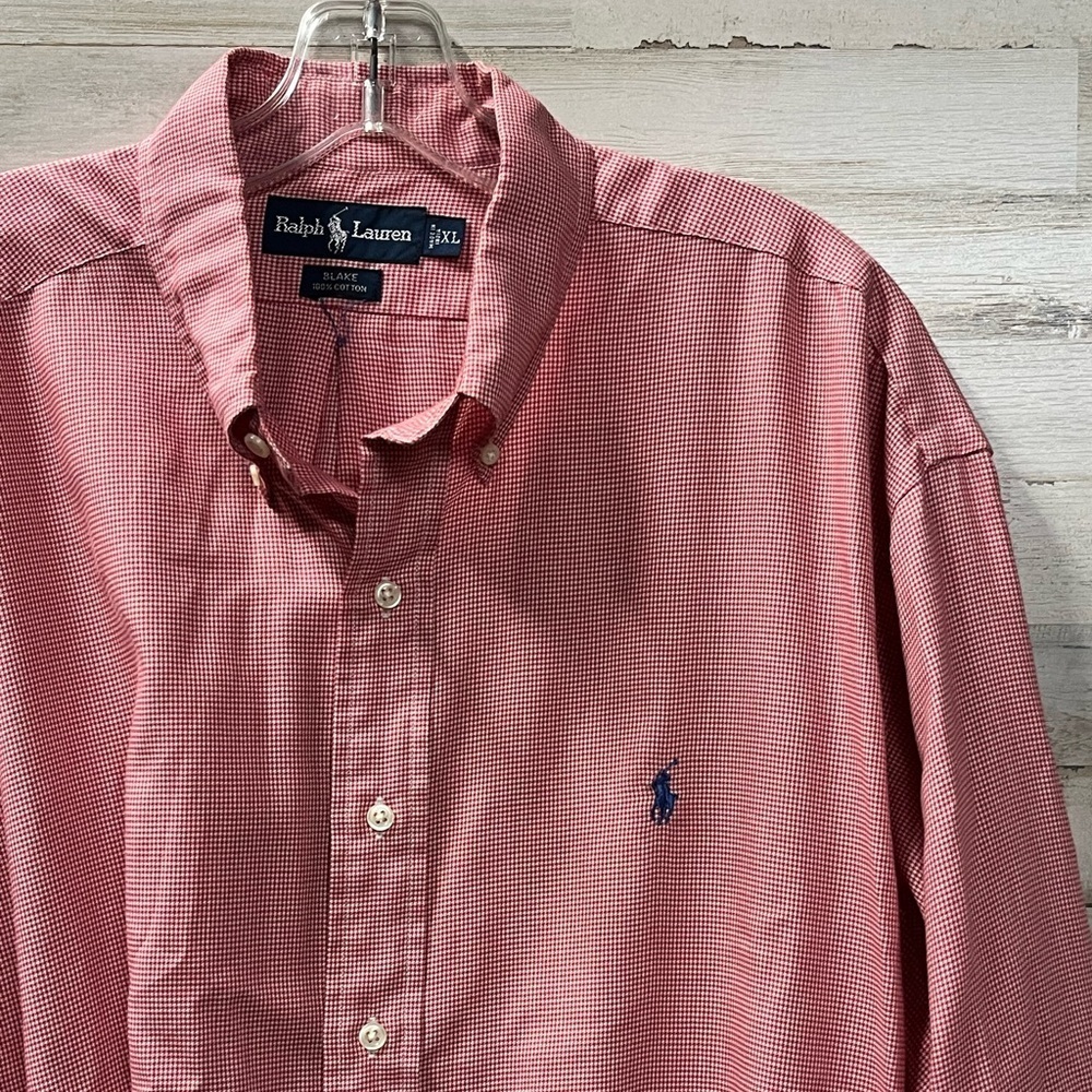 Ralph Lauren Blake 100% Cotton Red and White Plaid Casual Button Down Shirt - Picture 3 of 7